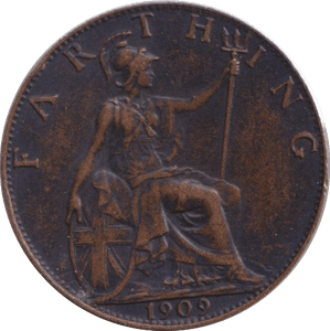 1909 FARTHING ( GVF ) - FARTHING - Cambridgeshire Coins