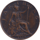 1909 FARTHING ( GVF ) - FARTHING - Cambridgeshire Coins
