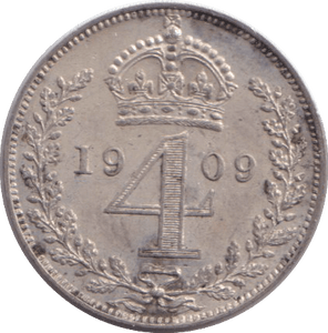 1909 FOURPENCE ( AUNC ) - FOURPENCE - Cambridgeshire Coins