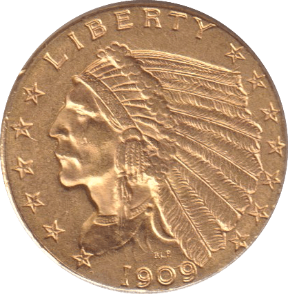 1909 GOLD 2 1/2 DOLLARS USA - GOLD WORLD COINS - Cambridgeshire Coins