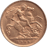 1909 GOLD HALF SOVEREIGN ( AUNC ) - HALF SOVEREIGN - Cambridgeshire Coins