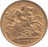 1909 GOLD HALF SOVEREIGN ( EF ) - HALF SOVEREIGN - Cambridgeshire Coins