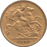 1909 GOLD HALF SOVEREIGN ( EF ) - HALF SOVEREIGN - Cambridgeshire Coins