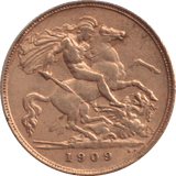 1909 GOLD HALF SOVEREIGN ( GVF ) - HALF SOVEREIGN - Cambridgeshire Coins