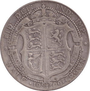 1909 HALFCROWN ( FINE ) - Halfcrown - Cambridgeshire Coins