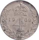 1909 MAUNDY FOURPENCE ( AUNC ) - MAUNDY FOURPENCE - Cambridgeshire Coins