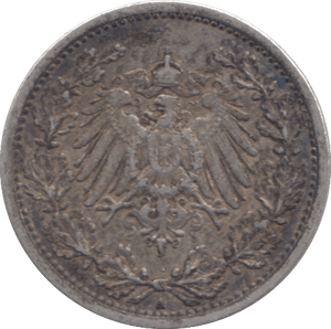 1909 SILVER 1/2 MARK GERMANY - SILVER WORLD COINS - Cambridgeshire Coins