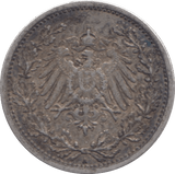 1909 SILVER 1/2 MARK GERMANY - SILVER WORLD COINS - Cambridgeshire Coins