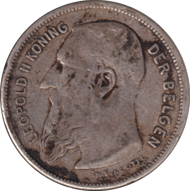 1909 SILVER 2 FRANK BELGIUM - SILVER WORLD COINS - Cambridgeshire Coins