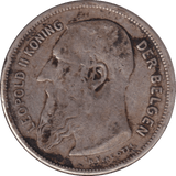 1909 SILVER 2 FRANK BELGIUM - SILVER WORLD COINS - Cambridgeshire Coins