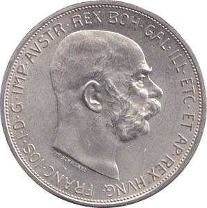 1909 SILVER 5 CORONA AUSTRIA - SILVER WORLD COINS - Cambridgeshire Coins