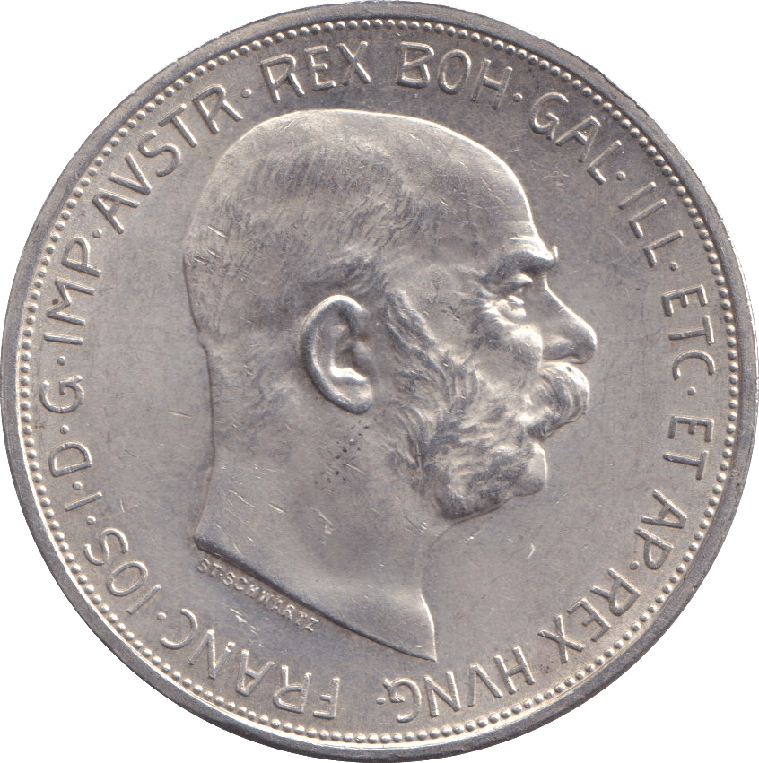 1909 SILVER 5 CORONA AUSTRIA - SILVER WORLD COINS - Cambridgeshire Coins