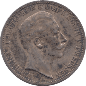 1909 SILVER GERMANY THREE MARKS 1 - SILVER WORLD COINS - Cambridgeshire Coins
