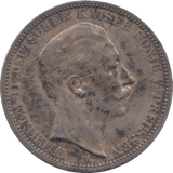 1909 SILVER GERMANY THREE MARKS 1 - SILVER WORLD COINS - Cambridgeshire Coins