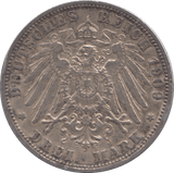 1909 SILVER GERMANY THREE MARKS 1 - SILVER WORLD COINS - Cambridgeshire Coins