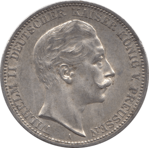 1909 SILVER GERMANYTHREE MARKS 2 - SILVER WORLD COINS - Cambridgeshire Coins