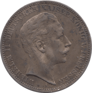 1909 SILVER GERMANYTHREE MARKS 3 - SILVER WORLD COINS - Cambridgeshire Coins