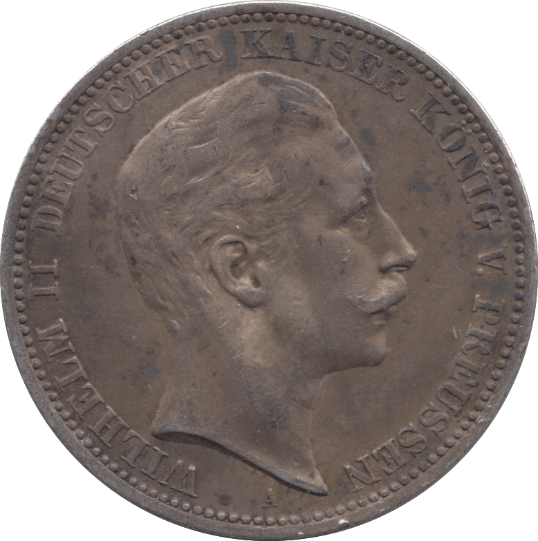 1909 SILVER GERMANYTHREE MARKS 3 - SILVER WORLD COINS - Cambridgeshire Coins