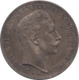 1909 SILVER GERMANYTHREE MARKS 3 - SILVER WORLD COINS - Cambridgeshire Coins