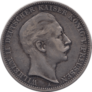 1909 SILVER GERMANYTHREE MARKS 4 - SILVER WORLD COINS - Cambridgeshire Coins