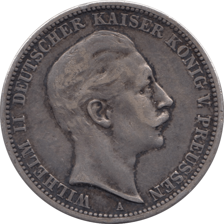 1909 SILVER GERMANYTHREE MARKS 4 - SILVER WORLD COINS - Cambridgeshire Coins