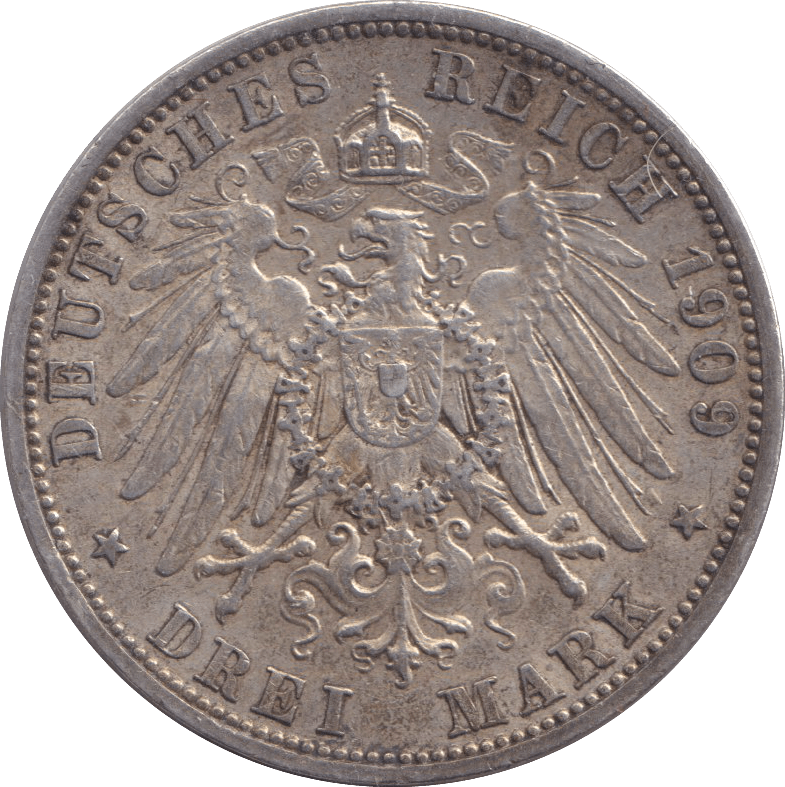 1909 THREE MARK BERLIN A - SILVER WORLD COINS - Cambridgeshire Coins