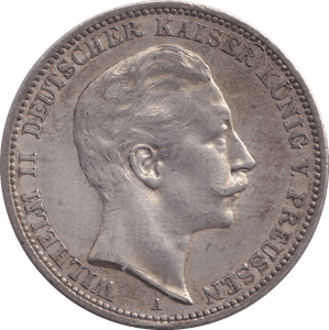 1909 THREE MARK BERLIN A - SILVER WORLD COINS - Cambridgeshire Coins
