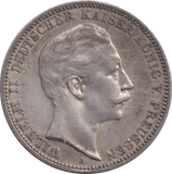 1909 THREE MARK BERLIN A - SILVER WORLD COINS - Cambridgeshire Coins