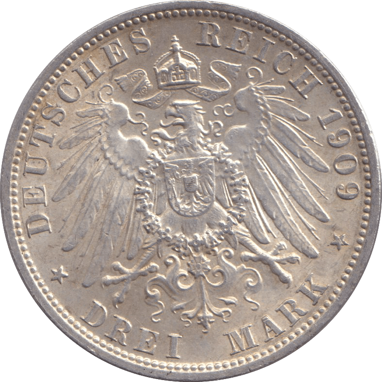 1909 THREE MARK BERLIN A - SILVER WORLD COINS - Cambridgeshire Coins