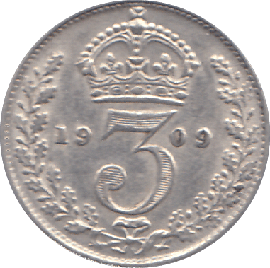 1909 THREEPENCE ( BU ) - THREEPENCE - Cambridgeshire Coins