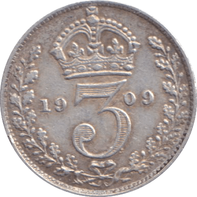 1909 THREEPENCE ( EF ) - THREEPENCE - Cambridgeshire Coins
