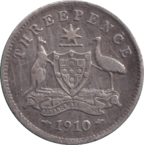 1910 AUSTRALIA THREEPENCE - SILVER WORLD COINS - Cambridgeshire Coins