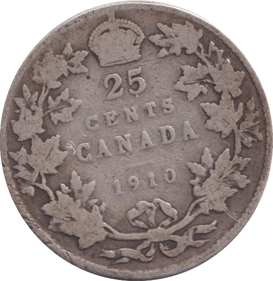 1910 CANADA 25 CENTS - WORLD COINS - Cambridgeshire Coins