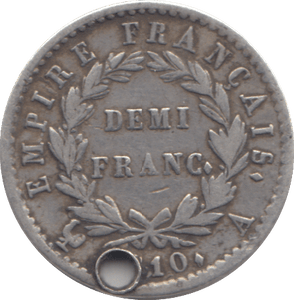 1910 DEMI FRANC FRANCE HOLED - WORLD COINS - Cambridgeshire Coins