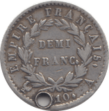 1910 DEMI FRANC FRANCE HOLED - WORLD COINS - Cambridgeshire Coins