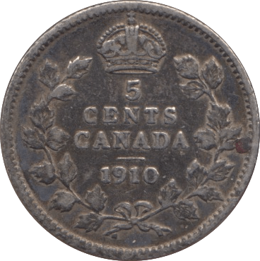 1910 FIVE CENTS CANADA - SILVER WORLD COINS - Cambridgeshire Coins