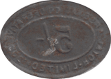 1910 FIVE SHILLING TOKEN ARSENAL COOPERATIVE - OTHER TOKENS - Cambridgeshire Coins