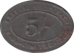 1910 FIVE SHILLING TOKEN ARSENAL COOPERATIVE - OTHER TOKENS - Cambridgeshire Coins