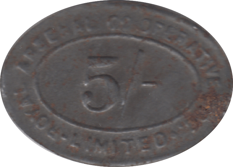 1910 FIVE SHILLING TOKEN ARSENAL COOPERATIVE - OTHER TOKENS - Cambridgeshire Coins