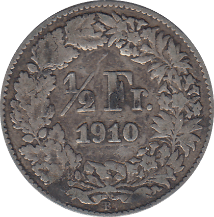 1910 HALF FRANC SWITZERLAND - WORLD COINS - Cambridgeshire Coins