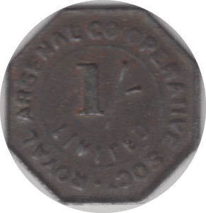 1910 ONE SHILLING TOKEN ARSENAL COOPERATIVE - OTHER TOKENS - Cambridgeshire Coins