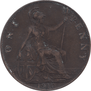 1910 PENNY BRITANNIA ( VF ) - PENNY - Cambridgeshire Coins
