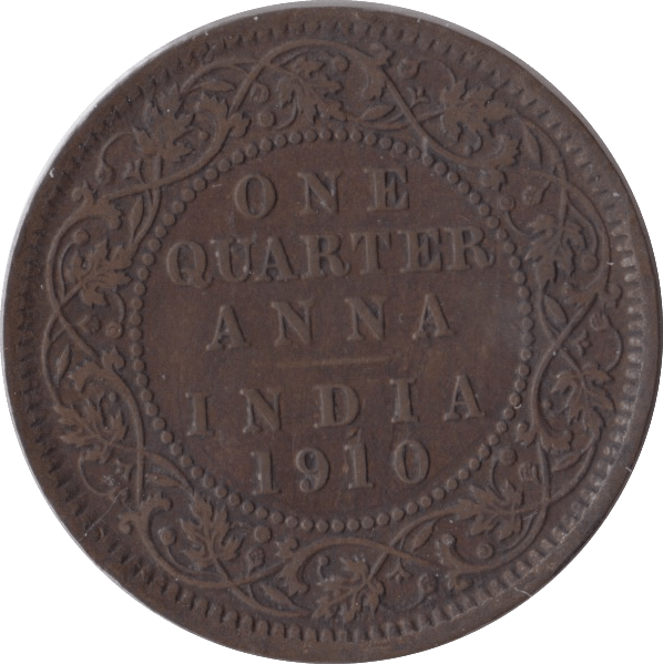 1910 QUARTER ANNA BRITISH INDIA - WORLD COINS - Cambridgeshire Coins
