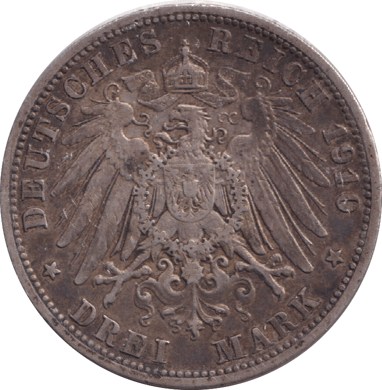 1910 SILVER 3 MARK GERMANY - SILVER WORLD COINS - Cambridgeshire Coins