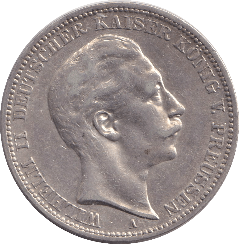 1910 SILVER 3 MARKS PRUSSIA - SILVER WORLD COINS - Cambridgeshire Coins