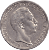 1910 SILVER 3 MARKS PRUSSIA - SILVER WORLD COINS - Cambridgeshire Coins