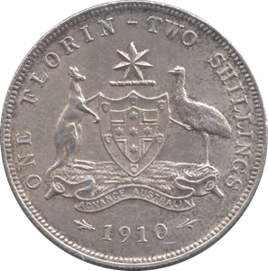 1910 SILVER AUSTRALIA FLORIN - SILVER WORLD COINS - Cambridgeshire Coins