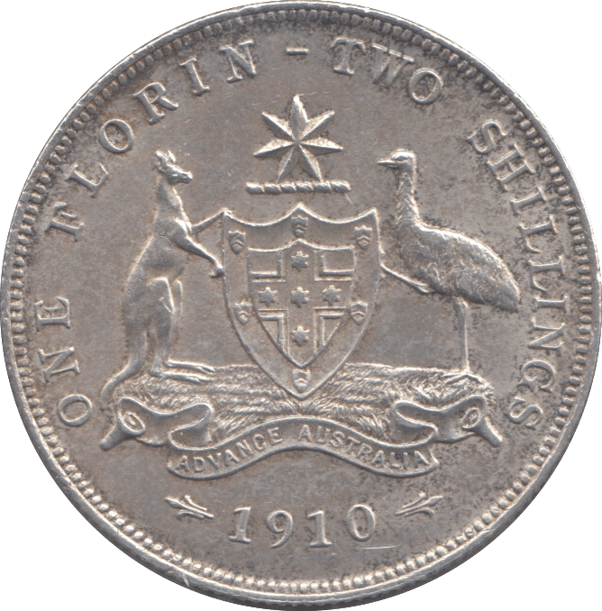 1910 SILVER AUSTRALIA FLORIN - SILVER WORLD COINS - Cambridgeshire Coins