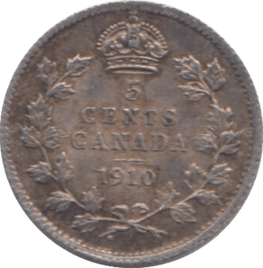 1910 SILVER CANADA 5 CENT - SILVER WORLD COINS - Cambridgeshire Coins