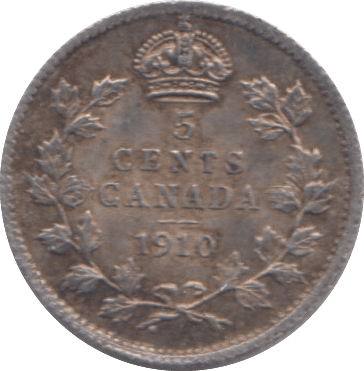 1910 SILVER CANADA 5 CENT - SILVER WORLD COINS - Cambridgeshire Coins